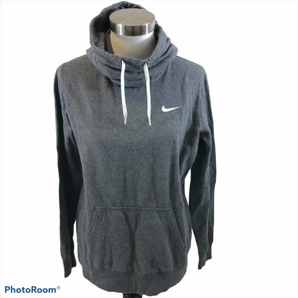 Nike Tops - Ladies Grey Nike Funnel Neck Hoodie Size Large
